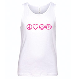 Girls White Tank Top with Pink Imprint