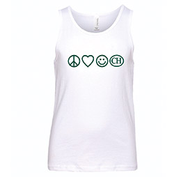 Girls White Tank Top with Green Imprint